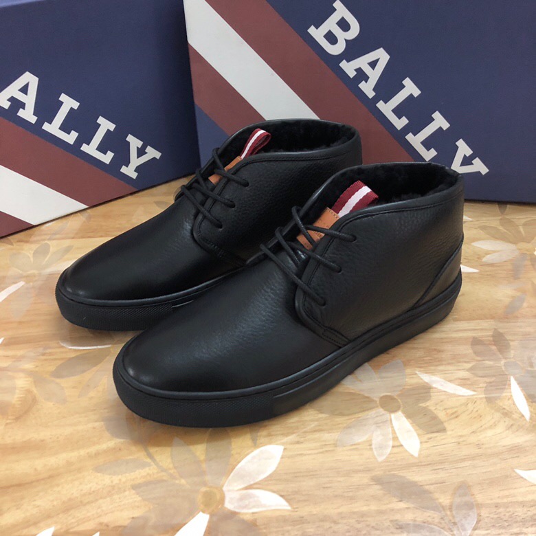 BALLY 발리 소가죽 호주산 양털 안감 하이탑 트레이너 블랙 스니커즈, HEDERN MEN\\\'S CALF LEATHER HIGH-TOP TRAINER IN BLACK