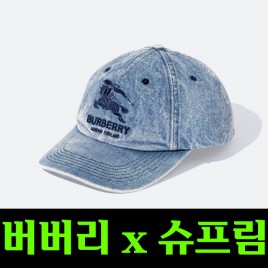 ss22 버버리x슈프림 데님 모자 캡 Supreme Burberry Denim 6-Panel Washed Blue