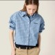 25년 미우미우 자수로고 체크 포플린 셔츠