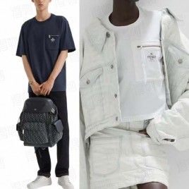 25년 펜디 로고 주머니 라운드 반팔 티셔츠 2종 0730