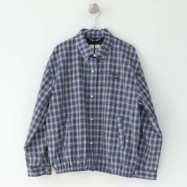 25년 미우미우 체크 라이트 블루종 자켓