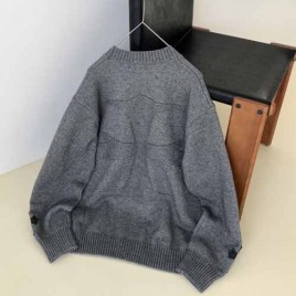 크롬하츠 크로스 레더패치 스웨터 니트 그레이